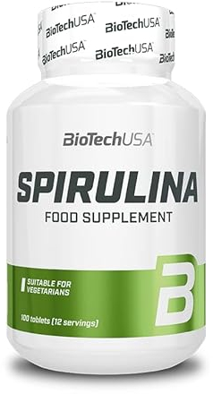 BioTechUSA Spirulina | Ricca di vitamine e proteine | 3600 mg di dose giornaliera | Adatta a varie diete | 100 compresse