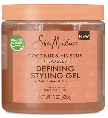 SheaMoisture - Gel de peinado para cabello rizado grueso y rizado, coco e hibisco, sin parabenos, gel de peinado con control de frizz