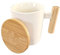 Cherish Planet Set of 2 Ceramic Mugs with Bamboo Lid and Handle – Stylish White Matte Finish, Eco-Friendly Design, Removable Lid Doubles as Coaster, 350ml Capacity