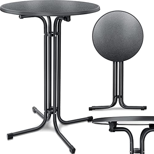 KESSER® Gastro Stehtisch klappbar Bistrotisch | Pulverbeschichtete Edelstahlplatte | höhenverstellbare Füße | Partytisch Tisch Ø 80cm | In- & Outdoor | Empfangstisch | Klapptisch inkl. Husse Schwarz