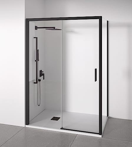 BELLOBATH Mampara de Ducha Angular Negra 115-120 X 67-70m Acceso Dcha.
