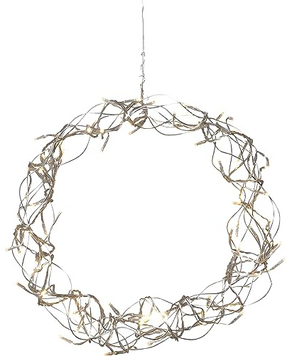 Eglo LED-ljuskrans, metalltråd och silverplast, fönsterlampa, fönsterdekoration för vardagsrum, varmvit, Ø 30 cm, kabellängd 3 m