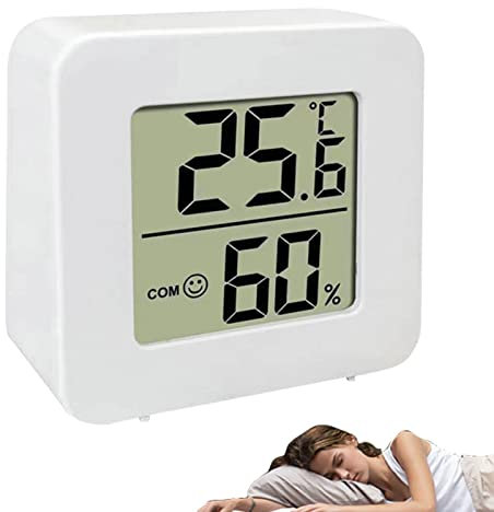 Amesor Igrometro Termometro Digitale - LCD Digitale Termometro Igrometro - Termoigrometro da Interno per Casa - Termometro da Interno per Casa, Ufficio, Serra del Termometro Ambiente,Bianco