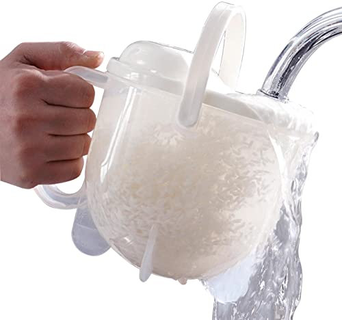 WEITING 2 cuencos para lavar arroz, colador de arroz con mango, cuencos para lavar verduras, colador de cocina para escurrir frutas, frijoles, cereales, pasta hervida