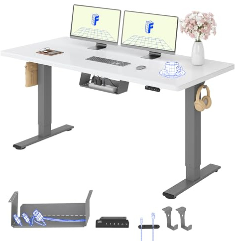 FLEXISPOT Höhenverstellbarer Schreibtisch mit 2 Motoren & 25MM EINTEILIGER Tischplatte 160x80 cm, Ergonomischer Bürotisch Elektrisch mit Kabelmanagement, Memory Funktion & Höhenanzeige