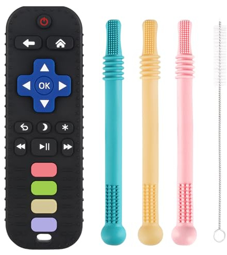 Teething Toys for Babies 0-6 6-12 12-18 Months Bpa Free Teething Sticks and Remote Teether for Babies Baby Sensory Chew Toys for Infants 0-18 Months
