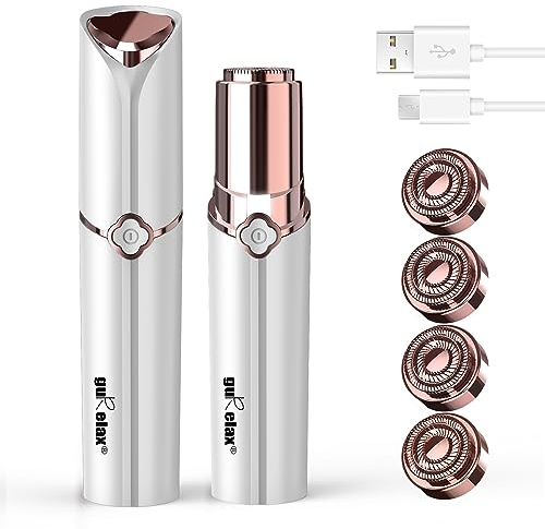 GURELAX Gesichtshaarentferner für Frauen (2023) Wiederaufladbar, 4x Ersatzköpfe im Lieferumfang Enthalten,Gesichtsrasierer Frauen, Schmerzfreier Damenrasierer Gesicht, Für Wangen, Kinn, Arm