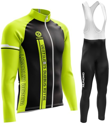 Vêtements Cyclisme Homme Hiver Tenue Cycliste en Polaire Thermique Maillot de Velo VTT Manche Longue Jersey et Pantalon à Bretelle avec 9D Coussin Gel Ensemble de Combinaisons (TYPE-8A,XL)