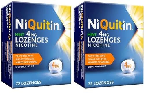 NiQuitin Mint 4 mg Lozenges - Effective Smoking Craving Relief - 72 Lozenges - Long-Lasting Effect - Reduce and Quit Smoking Aid (Pack of 2)