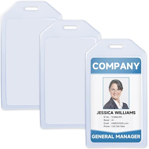 Teskyer 3 Stück Ausweishülle, Kartenhülle, Extra Dick Plastik, Stark, Weich, Transparent, Vertikaler
