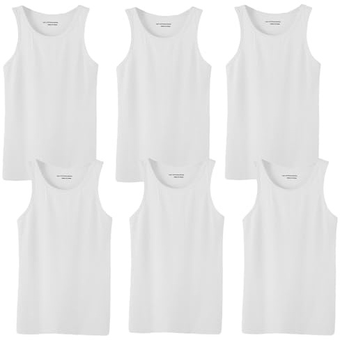 Glory Max Men's 100% Cotton Tank Top Ribbed Plain Basic Slim Fit Muscle A-Shirt Undershirts (US, Alpha, Medium, Regular, Regular, 6-Pack White)