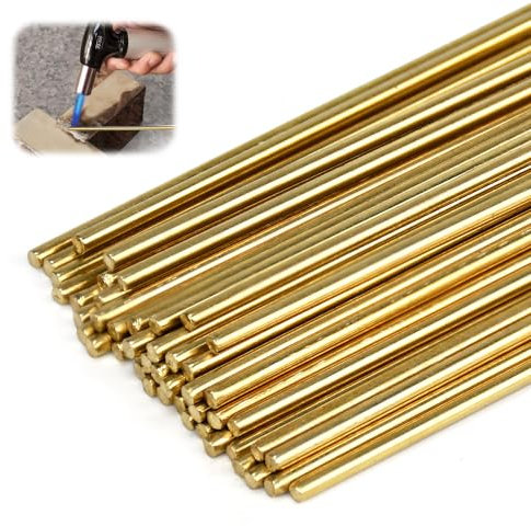 KITERI 50 Pcs Brass Welding Rods, 2mm x 250mm Copper Soldering Wires Brazing Welding Rods Low Temperature Brass Welding Rods T2 Copper Soldering Wires Flux Sticks for Repair Welding Brazing