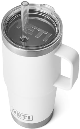YETI Rambler Trinkbecher Mit Trinkhalmdeckel, White, 25 oz (739 ml)