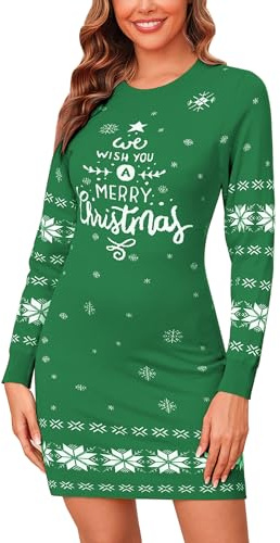 Gyabnw Vestito Natale Donna Elegante Abito in Maglia Girocollo Abiti Natale all'Anca Avvolta Vestiti Invernali Maglione Tubino Maglione Moda Caldo Casual Knitted Dress Autunno Inverno