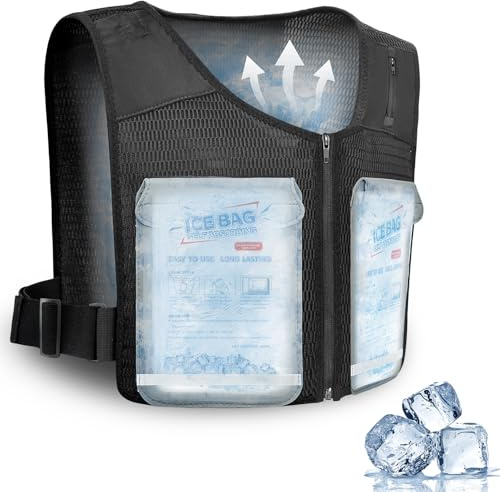FERNIDA Cooling Vest, Unisex Reflective Ice Vest with 15 Ice Packs,Adjustable Cooling Jacket for Fishing, Cycling, Running, Gardening, Construction Work, Instant Cool, Long Cooling Time