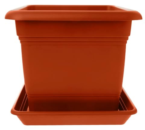Centi Lot de 1 grand pot de fleurs d'extérieur en titane méditerranéen : 48 x 48 cm - Grand pot de fleurs d'extérieur avec une énorme 84 litres d'élégance en terre cuite pour les rêves de jardin XXL