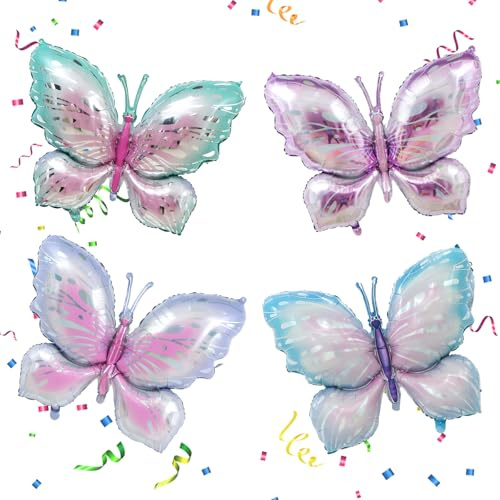 DAWRIS Schmetterling Folienballon, 40 Inch Schmetterling Luftballon, Blau Lila Schmetterlinge Ballon, Schmetterlinge Geburtstagsdeko Feen Deko für Geburtstag Feste Hochzeit, Gartenparty