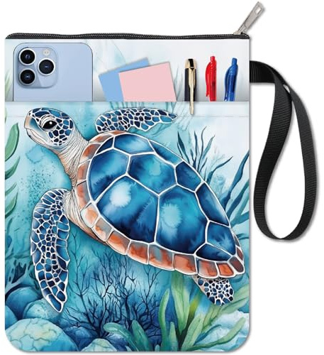 craspire Buchhülle Mit Meeresschildkröte Ozean Bucheinband Stoff Wasserdicht Waschbar Sommer Tier Notizbuch Taschenbuchtasche Schutztasche Mit Reißverschluss Und Zusätzlicher Vordertasche
