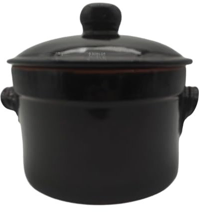 Pentola Bicolore in Ceramica con Coperchio 24cm - Casseruola Antiaderente per Cucina Salutare - Resistente al Calore 16cm Altezza - Made in Italy Terracotta