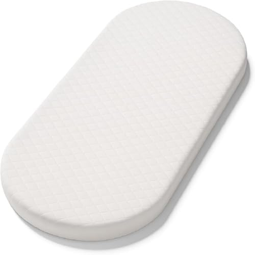 AMANSTYLE LTD Baby Moses Basket Mattress 65 x 28 x 4 cm – Firm Support for Newborns – Hypoallergenic, Lightweight, Breathable Quilted Removable Zip Cover – Fits Standard Moses Baskets – UK Made