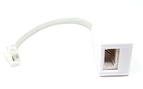 Maincore 10cm RJ11 to BT Telephone Socket Female 4 Wire Adapter Extender 6P4C Landline Phone Plug Cable Adaptor (US To UK..etc).