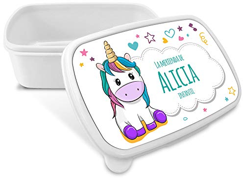 LolaPix Fiambrera Personalizada Infantil. Caja Merienda. Caja Almuerzo Infantil. Tuper Niño Colegio. Taper Niños Colegio Personalizado. Taper niña niño. COLOR A ELEGIR. Unicornio