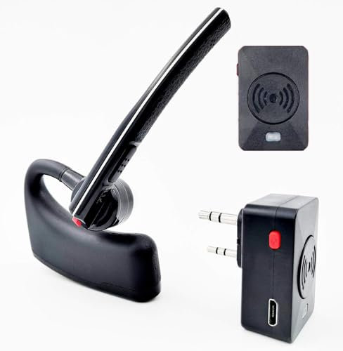 Walkie Talkie Bluetooth Headset, Bluetooth Earpiece with Noise Cancelling Mic, Hands-Free Earphone Compatible with BaoFeng Kenwood Btech Radios & More