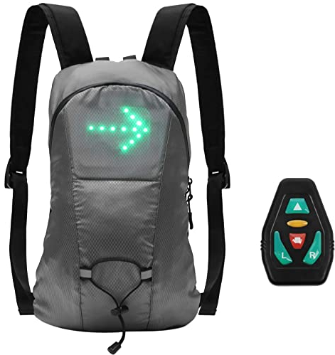 LIXADA Sac À Dos Réfléchissant Léger USB Rechargeable Indicateur de Direction du Signal Lumineux sans Fil à Del pour Cyclisme Courir Marche Jogging (Gris)