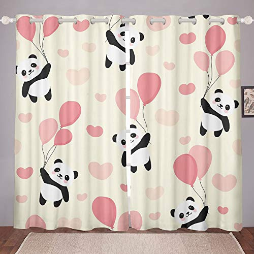 Panda Tende Ragazze Carino Animale Modello Finestra Tende Per Bambini Bambini Cartoon Panda Orso Stampato Trattamento Finestra Bel Modello Cuore Tenda Finestra Camera Da Letto Decor W46* L54