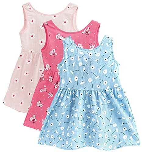 amropi Vestito 3 Pezzi Margherita Stampa Vestiti Bambina Abito Manica Volant Abitini Estivi Bimba Abiti L-R-B,18-24 Mesi