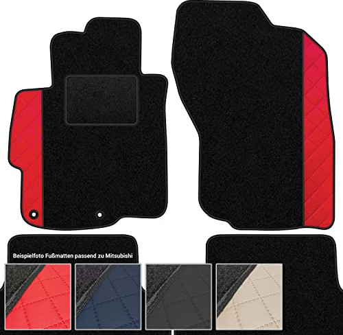 moto-MOLTICO Fußmatten Auto Velours Autoteppiche Schwarz Automatten Set 4-teilig - Auffälliges Design - passend für Mitsubishi ASX 2010-2022 (Rotes Muster)