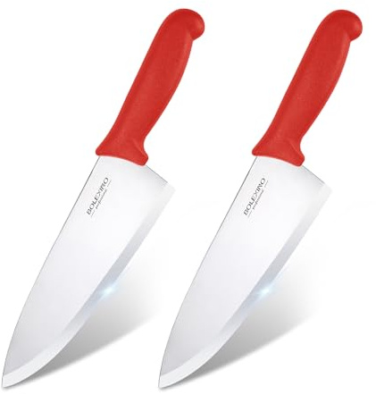 BOLEXINO 8 inch Japanese High Carbon Stainless Steel Chef Knife Set, Professional Extra Sharp Wide Cook Knife with Non-slip Ergonomic Handle, for Kitchen Home Restaurant