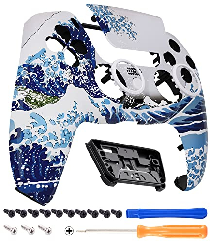 eXtremeRate LUNA Redesigned The Great Wave Front Shell Touchpad Compatible with ps5 Controller BDM-010 020 030 040 050, Replacement Custom Touch Pad Cover Compatible with ps5 Controller