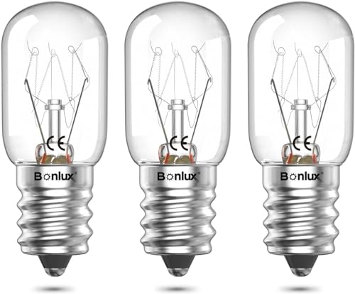 Bonlux Backofenlampe E14 300 Grad Ofenlampe 25W Kühlschrank Glühbirne Dimmbar Salzlampe Birne T22 Himalaya Salzkristall, SES Scentsy LED Ersatz, 220-240V, Warmweiß 2700K, 3 Stück