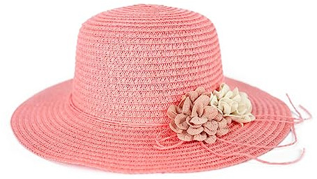Mädchen Mütze Strohhut Sommerhut Strandhut Kinderhut Mädchenhut, Farbe: Rosa