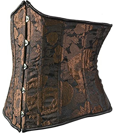 Corset Sous la Poitrine pour Femme - Gainant, Grande Taille, Sexy Vintage Gothique Halloween - Marron, L