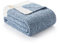 Snuggle Sac Feather Yarn Throw Blankets for Couch, Ultra Soft Warm Reversible Knitted Bedding Throw for Bed or Sofa, Lightweight, Travel, Throw/Single Size, 127x153cm, Blue