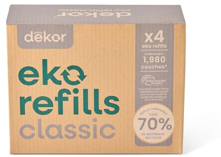 Diaper Dekor CLASSIC Diaper Pail Refills | 4 Count Unscented | Exclusive End-of-Liner Marking | Thick Quick & Easy to Replace | Most Economical Refill System | for Original and Eko Style Pails