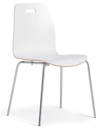 kaiserkraft FRANKEL Chaise Coque Alina | empilable | Lot de 4 | Blanc/chromé