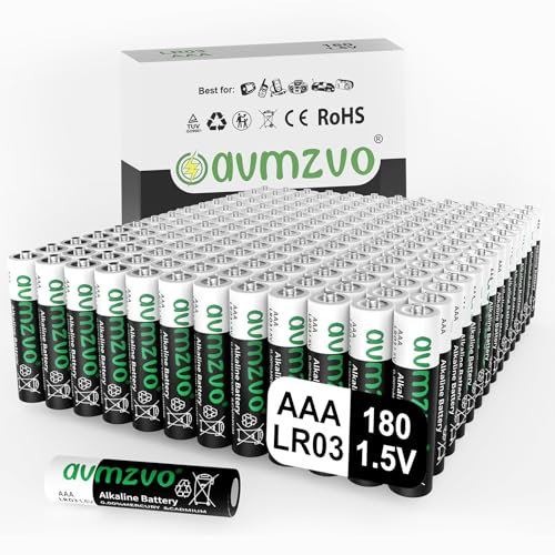 avmzvo Batterien AAA LR03 Batterie 180 Stück Alkaline 1,5V Battery langlebige Power, Leistungsstark, Kann für Spielzeug, Wecker und andere elektronische Geräte verwendet Werden【10 Jahre Garantie】