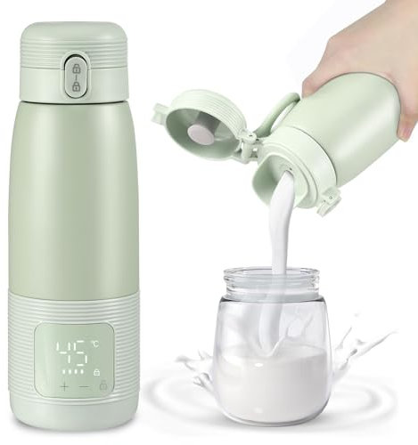 QCXWCJWD Portable Baby Milk Bottle Warmer 500mL Large Capacity, Bottle Water Warmer for Breastmilk Formula Water, Fast Heating and 37°C - 55 °C Temperature Control, No BPA (Green)
