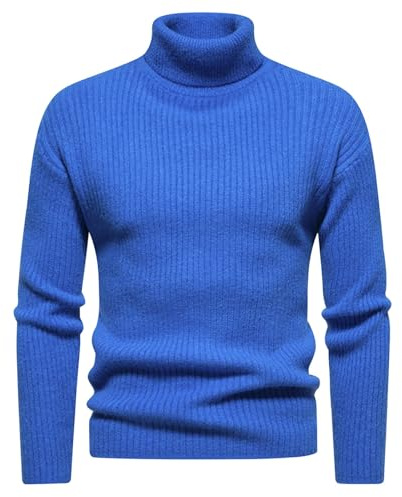 Maglione Dolcevita da Uomo, Manica Lunga in Cotone Pullover in Maglia Fine Slim Fit Basic Morbido Maglia Tinta Unita Maglioncino Collo Alto Uomo Maglia Dolcevita Uomo Maglioni Uomo Invernalia Golfino