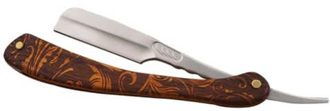 LRXIYODE Rasoir de Barbier Droit Professionnel en Acier Inoxydable Design Sûr et Manche en Bois Rasage Propre et Lisse, Usage Commercial et Vintage