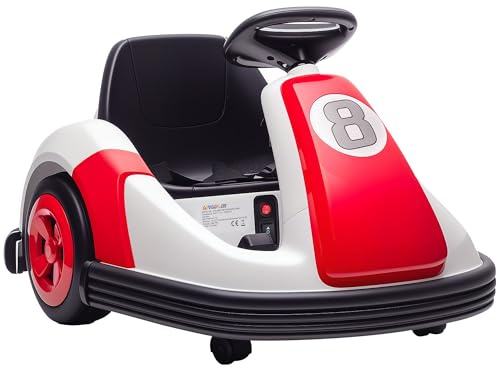 AIYAPLAY Kids Bumper Car, Electric Ride-on, 6V 360-Degree Spin Waltzer Car with Dual Motors, Music and Horn for Kids Ages 3-8 Years, Red