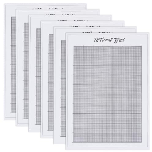 FREEBLOSS 6 fogli 18CT idrosolubile per punto croce millimetrato, carta di trasferimento lavabile, punto croce, grezza, per la riparazione di ricami di abbigliamento, 8,3 x 11,7