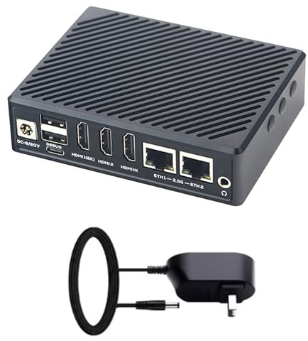 FriendlyElec NanoPC-T6 Plus Single Board Computer, RK3588 Processor, 16GB LPDDR5 RAM, 64GB ROM, Dual 2.5G Ethernet, HDMI In/Out, M.2 PCIe 3.0 x4 (NanoPC-T6 Plus Set + Power)