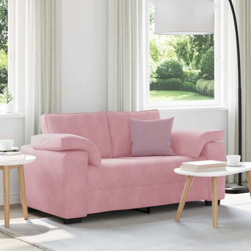 YunCangg Tvåsitsig soffa rosa 160 x 77 x 82 cm, sammetstoppning, bekväm relaxsoffa för vardagsrum, sovrum, robust ram, kudde ingår