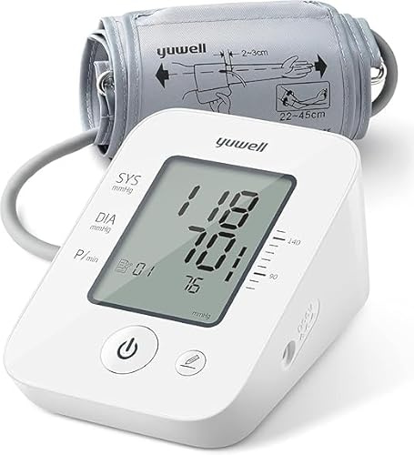 Misuratore di Pressione Arteriosa da Braccio, Sfigmomanometro Elettronico con Bracciale 22-45cm, Apparecchio Automatico per Misurare la Pressione Sanguigna per l'Uso Domestico (YE660D)