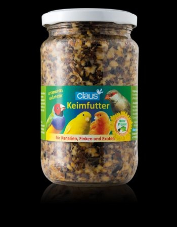claus Keimfutter | 370 ml | Ergänzungsfuttermittel für Kanarien, Finken und Exoten | Nahrhaft und fettarm | Mit wichtigen Vitaminen und Enzymen | Ohne Konservierungsmittel