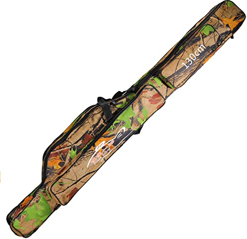 Sougayilang Folding Fishing Rod Case Organizer Pole Storage Bag Rod Reel Tackle Carrier Fishing Rod Bag Fishing Case (Green-130cm/51.2in)